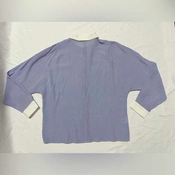 Silk Striped Shirt with Contrasted Collar and Cuffs - Picture 7 of 12